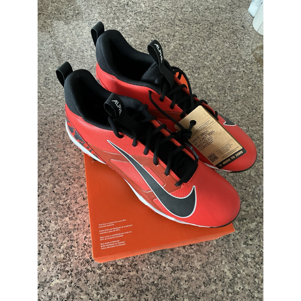 NEW Nike‎ Alpha Menace 4 Shark NRG Red Mens Size 12 Football Cleats FQ4536 600